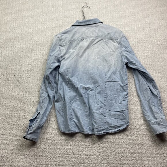 American Eagle Men Size L Denim Long Sleeve Jean Button Up Shirt Western Cowboy - Picture 10 of 13